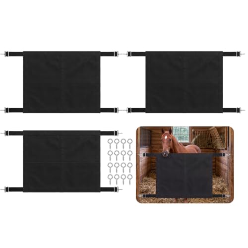 3 Pcs Horse Stall Guard 27" x 19" with Adjustable Straps
