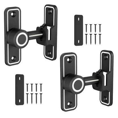 Barn Door Lock 2.4" 90/180 Flip Gate Latch, Luminous Black-2 Pcs - color: Luminous Black-2 Pcs