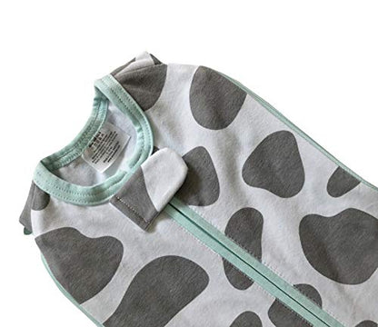 Woombie Grow with Me Baby Swaddle, Convertible Swaddle Fits Babies 0-9 Months, Expands to Wearable Blanket for Babies Up to 18 Months, Moo Gray - color: Moo Gray, style: Grow With Me