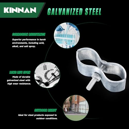 12 Pcs 1-5/8" Chain Link Fence Panel Clamps, Dog Kennel Clamps for 1-5/8" OD Pipe, Galvanized Steel, for Round Pipe Panel Frame,Bolts & Nuts include - size: 1-5/8 12Pcs