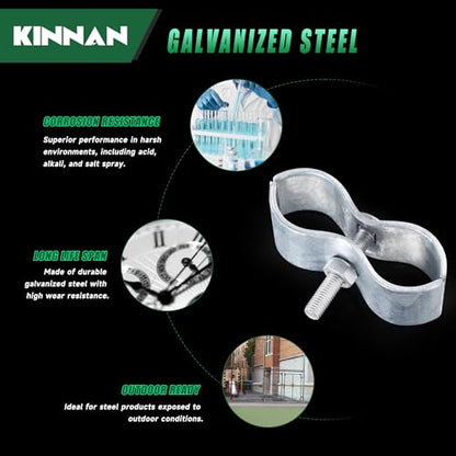 6 Pcs 1-3/8" Chain Link Fence Panel Clamps, Dog Kennel Clamps for 1-3/8" OD Pipe, Galvanized Steel, for Round Pipe Panel Frame,Bolts & Nuts include - size: 1-3/8 6Pcs