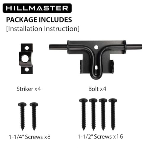 Slide Bolt Gate Latch for Wooden Fence Outdoor Gate Latch Lock with Padlock Hole, Heavy Duty Sliding Fence Door Lock, Black Barrel Bolt Latches for Wood Vinyl Fence,Gate Hardware for Barn Shed,4 Pack - size: 4 Pack