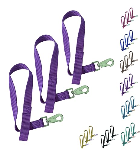 Majestic Ally Pack of 3 Horse Bucket Strap Hangers – Practical and Easy Design for Indoor or Outdoor Use -Set of 3,-1"x22" - color: Purple