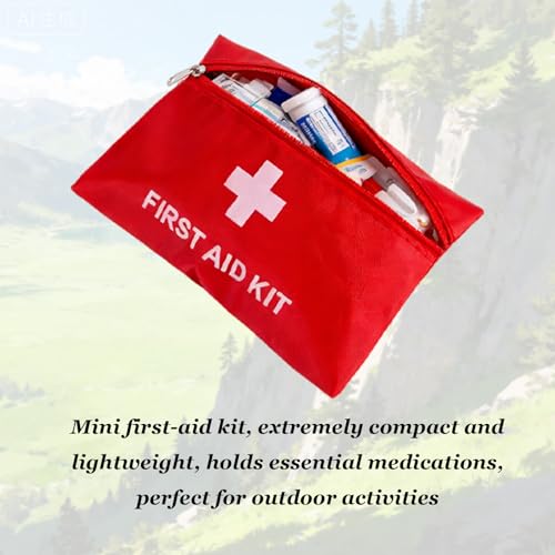 QCWN 6 Pack Empty First Aid Bag Mini Medical Kit Pouch Small Travel Emergency Survival Storage Bags for Car Home Hiking Camping Waterproof Red - size: 6 Pack