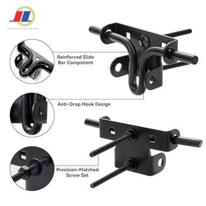 Slide Bolt Gate Latch, Fence Gate Lock, 6.5 Inch, Black - size: Sliding Rod Type