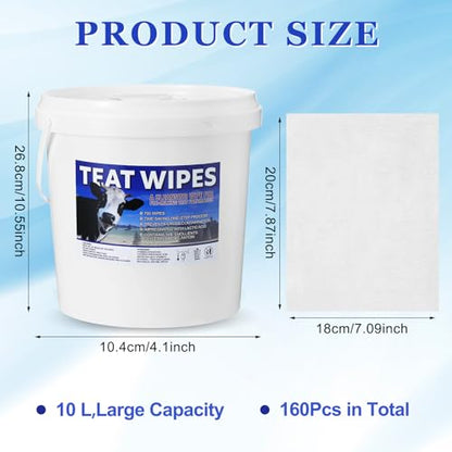 Nuanchu 700 Pieces Teat Wipes Cow Goat Sheep Udder Prep Goat Udder Wipes 7 Inch x 8 Inch Moisturizing Wipes Reclosable Pail for Goat Milking Supplies