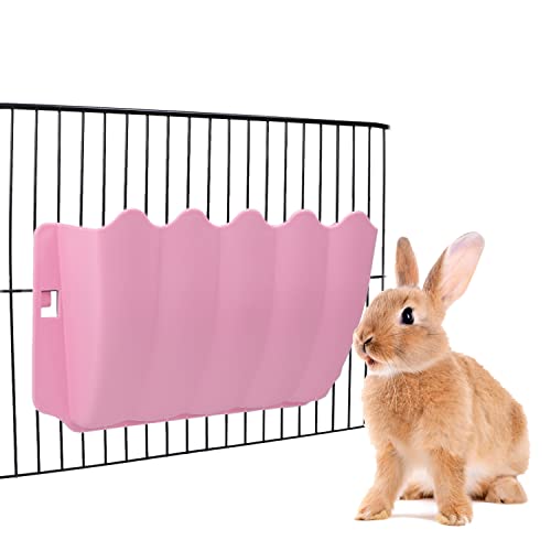 Litewoo Rabbit Hanging Hay Feeder Rack Wall-Mounted for Guinea Pig, Pink - color: PINK