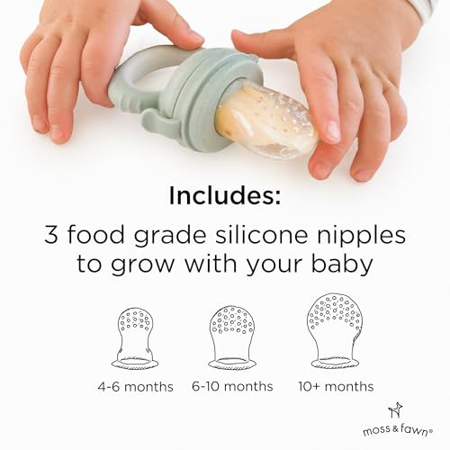 Moss and Fawn Forage Feeder - Silicone Baby Fruit Feeder - Fern | Frozen Breast Milk Popsicle Teether & Pacifier, BPA, PVC & Phthalate-Free - color: Fern