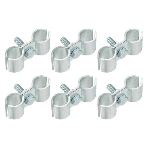HARFINGTON 6pcs Chain Link Fence Panel Clamps 9/16" Galvanized Dog Kennel Clamps Fence Connector Temporary Dog Cage Hardware Parts with Bolts and Nuts for Round Pipe Panel Frame Cage - size: 9/16"