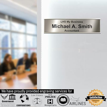 Custom Name Plate for Desk, Gray with Maroon Lettering, 2x8 - color: B21 - Gray & Maroon Lettering