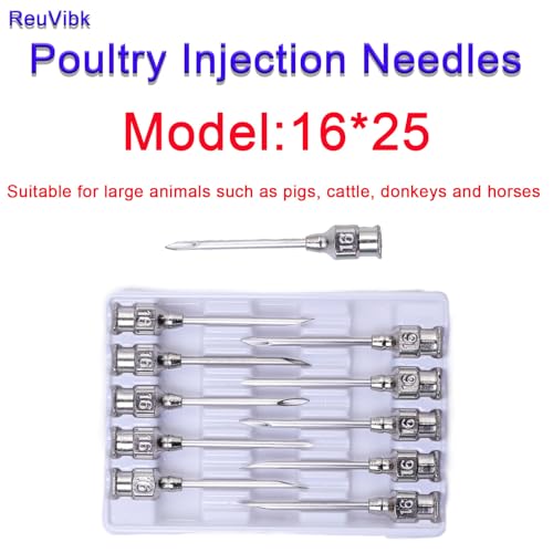 16 Gauge Veterinary Needles, Cattle Needle Poultry Injection Needles 10 Sticks, Suitable for Pigeons, Chickens, Ducks, Geese, Pigs, Sheep, Horses, And Other Large And Small Animals (16*25mm) - size: 16*25mm