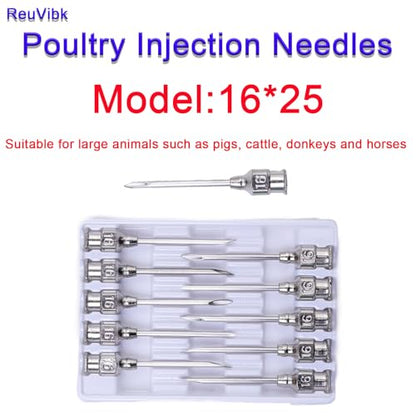 16 Gauge Veterinary Needles, Cattle Needle Poultry Injection Needles 10 Sticks, Suitable for Pigeons, Chickens, Ducks, Geese, Pigs, Sheep, Horses, And Other Large And Small Animals (16*25mm) - size: 16*25mm