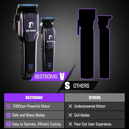 BESTBOMG® Professional Hair Clippers for Men, Clipper & Trimmer Set, Blue - color: Blue