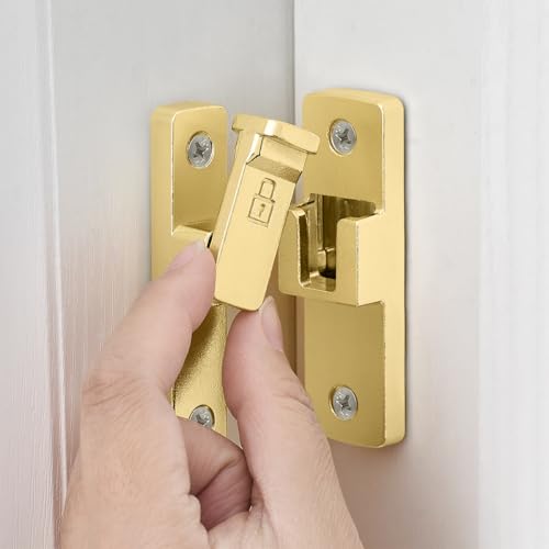 Gold 90 Degree Zinc Alloy Barn Door Latch, Flip Gate Lock - color: Gold_90 Degree