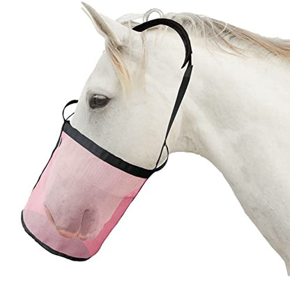 Horse Feed Bag, Nylon Mesh Grain Horse Feed Bucket (Pink 2P) | with Adjustable Strap Comfortable Neck Pad Nose Pad and Waterproof Bottom - color: Pink