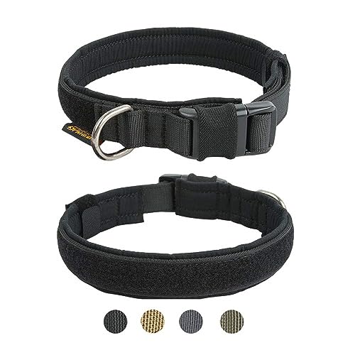EXCELLENT ELITE SPANKER Tactical Nylon Padded Medium Dog Collar Adjustable - color: Black, size: S-(13.2"-17.5")