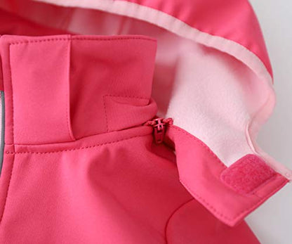 M2C Girls Hooded Fleece Lined Waterproof Windproof Jacket - color: Rose, size: 4T
