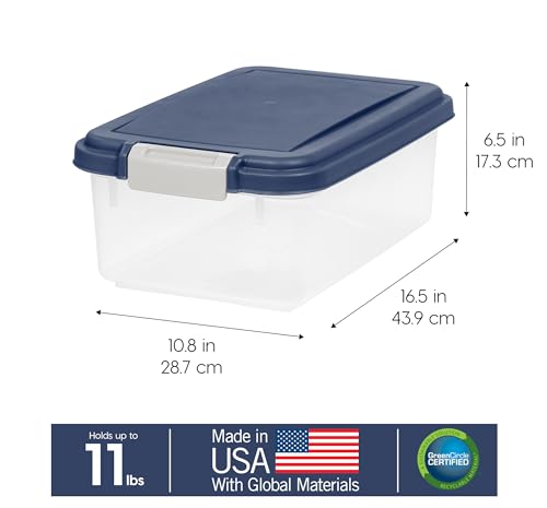 IRIS USA Dog Food Storage Container, Up to 11 lbs, Navy, Made in USA - size: 11 lbs
