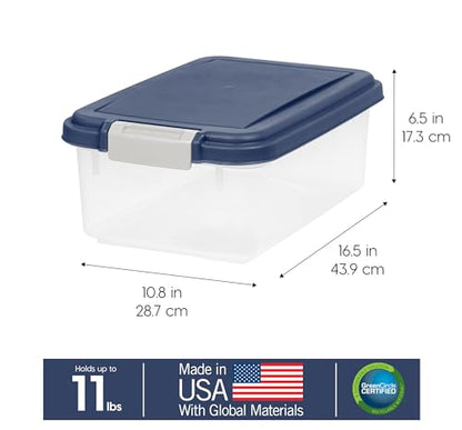 IRIS USA Dog Food Storage Container, Up to 11 lbs, Navy, Made in USA - size: 11 lbs