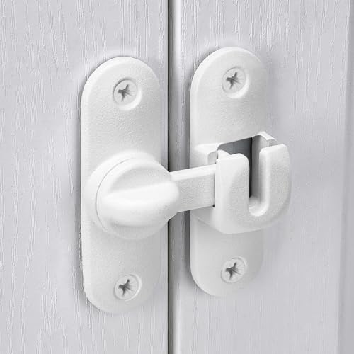 Matte White 90/180 Degree Barn Door Latches,Flip Gate Lock - color: Matte White