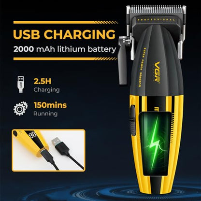 VGR 285 Fresh Fade Hair Clippers for Men, 9000RPM Professional Barber Clippers for Hair Cutting, Cordless Small Hair Trimmer Lightweight Versatile Barber Kit with 6 Magnetic Guide Combs, LED Display