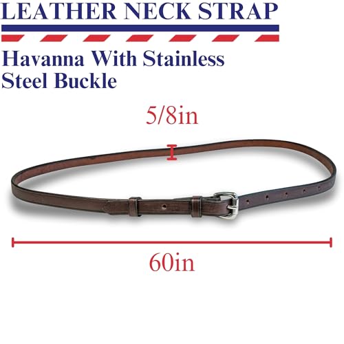 Nunn Finer - Leather Neck Grab Strap, Equestrian Accessory, Neck Strap for Horses - color: Havanna Stainless Steel