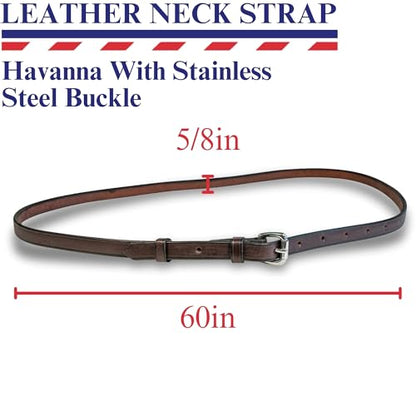 Nunn Finer - Leather Neck Grab Strap, Equestrian Accessory, Neck Strap for Horses - color: Havanna Stainless Steel
