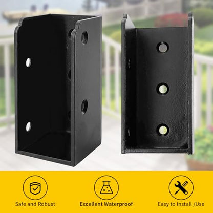 Deck Railing Concealed Brackets,DIY Woodwork Concealed-Flange Hanger for 2" x 4”(Actual:1.5" x 3.5") Wood Beam,U-Shaped Joist Hanger Bracket for Wood Fence,Deck Handrails,Staircase - 12Pack