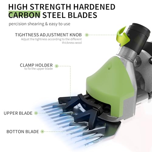1200W Sheep Shears Clippers, 3200RPM 6-Speed Adjustable Heavy Duty Electric Sheep Shears for Dogs and Farm Livestock Grooming, 13T Blades, Professional Thick Coat Dog Clippers for Alpacas (Green) - color: Avocado Green