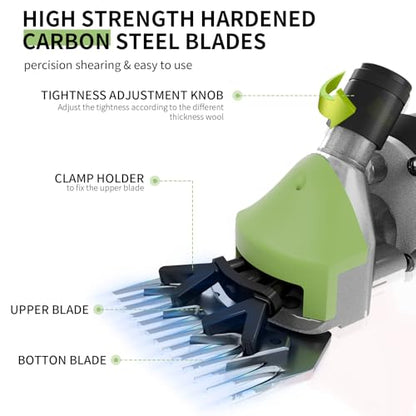 1200W Sheep Shears Clippers, 3200RPM 6-Speed Adjustable Heavy Duty Electric Sheep Shears for Dogs and Farm Livestock Grooming, 13T Blades, Professional Thick Coat Dog Clippers for Alpacas (Green) - color: Avocado Green