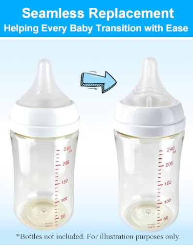 Replacement Nipples Compatible with Pigeon Baby Bottles, Soft Silicone Baby Bottle Nipples, Medium Flow Flow, 3M+, BPA Free, Dishwasher Safe, 6 Pack - size: M (3M+)