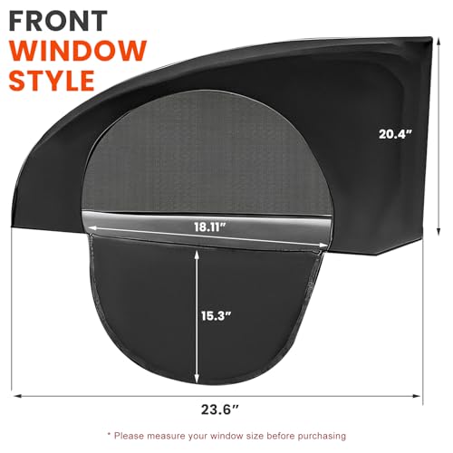 Car Window Shades, Breathable Mesh Front Side Window Screen Privacy Shade with Zipper, Stretchable Net Curtain Sun & Heat Protection Cover for Most Car Side Windows - color: Front Window