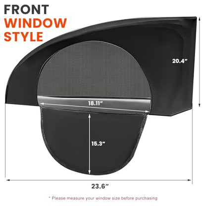Car Window Shades, Breathable Mesh Front Side Window Screen Privacy Shade with Zipper, Stretchable Net Curtain Sun & Heat Protection Cover for Most Car Side Windows - color: Front Window