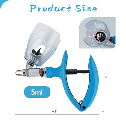 5ml Livestock Syringe Automatic Self Refill Continuous Adjustable Bottle Attachment Livestock Animal Syringe for Cattle Goat Pig Cow Chickens Poultry - size: Bottle Mount