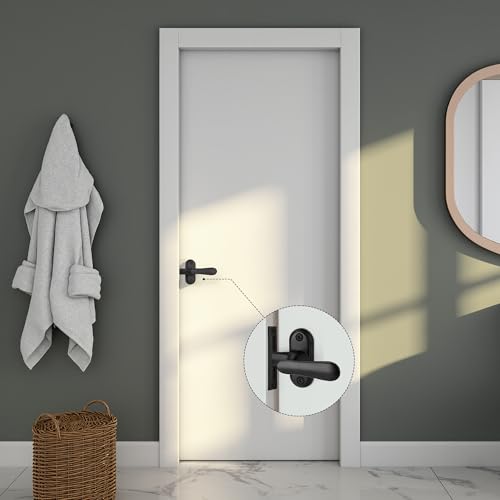2 Pack 360 Degree Flip Bathroom Stall Latch for Inside Door | 3 Locking Methods Stainless Steel Barn Door Latch Heavy Duty Gate Hardware (Matte Black) - color: Matte Black