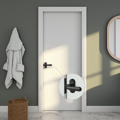2 Pack 360 Degree Flip Bathroom Stall Latch for Inside Door | 3 Locking Methods Stainless Steel Barn Door Latch Heavy Duty Gate Hardware (Matte Black) - color: Matte Black