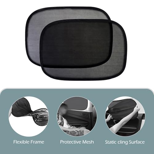 Car Window Shades for Baby, Double Layer Design Side Window Glass Transparent Isolation Mesh Screen, Sun Protection and Sun Shade Blocker, Glare Shield Protection,Mesh Car Window Shade (4 Pack)