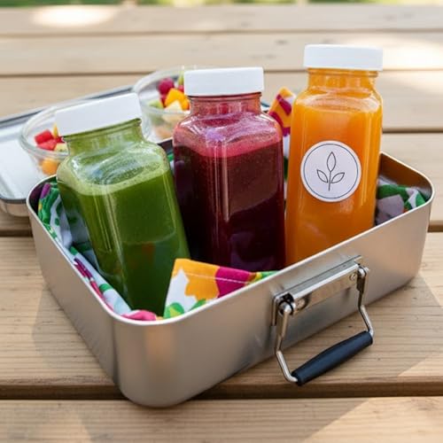 kitchentoolz 8oz Square Glass Juice Shot Bottle with Lid – 2 Pack 8 oz Milk Glass Bottles with Lids for Lunch Box, Airtight Reusable Drinking Jars for Smoothies, Yogurt, Kefir, Juice & Water - color: 8oz, style: 2 Pack