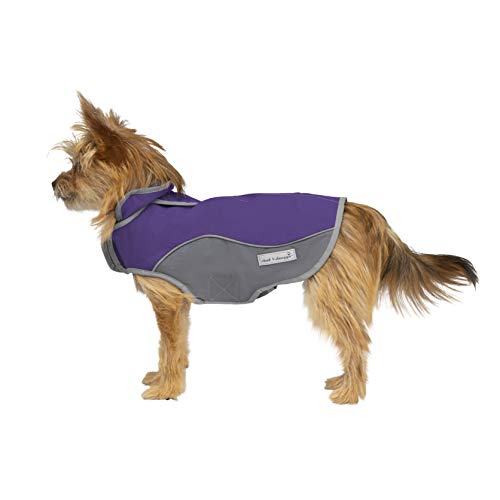 Jacket for All Dogs, Fleece-Lined, Waterproof Doggie Vest, Reflective Pet Parka (XX-Small, Purple and Grey) - color: Purple/Grey, size: XX-Small