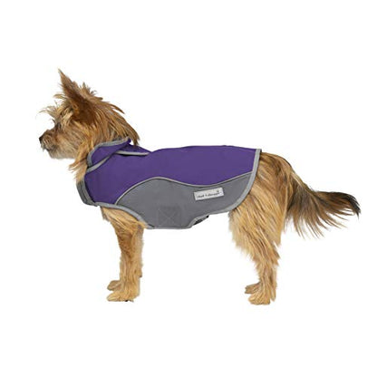 Jacket for All Dogs, Fleece-Lined, Waterproof Doggie Vest, Reflective Pet Parka (XX-Small, Purple and Grey) - color: Purple/Grey, size: XX-Small