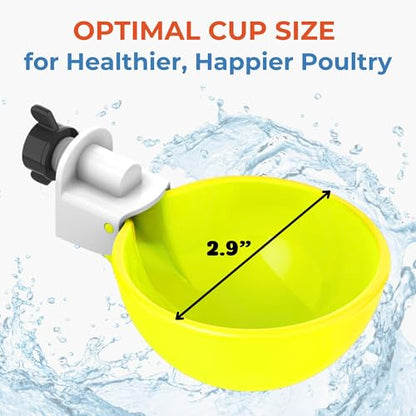 Lil'Clucker - Large Automatic Chicken Waterer Cups Suitable for Ducks, Geese, Turkeys, and Bunny Rabbit - Water Feeder Kit - Poultry Waterer (Yellow, 8 Pack) - color: Yellow, size: 8 Pack