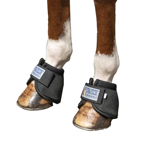 Dura-Tech Ballistic Bell Boots for Horses | Ballistic Nylon Outer | Neoprene Cushioning | Rub-Free Design | Secure Fit for Active Horses - size: Medium