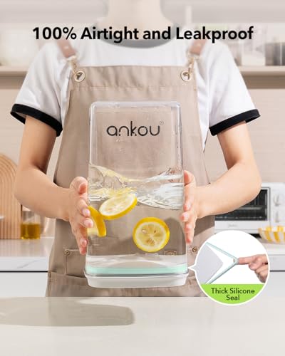 Ankou Airtight Pop Food Storage Container with Lid & 130ml Scoop, 4L/4.2qt BPA-Free Cereal, Rice, Flour, Pasta & Snack Container, Stackable & Durable,Kitchen Pantry Organizer - color: 4L/4.2qt