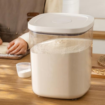 TBMAXS Airtight Rice Container 20 Lbs, Clear PET Plastic Food Storage Container Bin For Flour Sugar, Dry Food Holder with Easy Locking Lid for Kitchen Pantry Organization and Storage