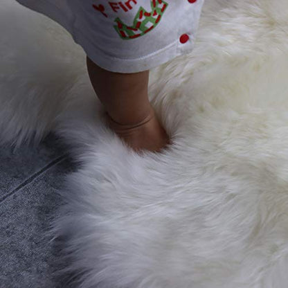 Champlus Genuine Australian Merino Sheepskin Rug, 3.3x5 ft Sheep Skin Rug, Lambskin Area Rug, 3-Pelt, White - size: 3'4" x 5' (Natural)
