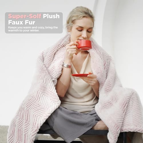 Templewet Heated Blanket Throw 50" x 60",Fluffy Electric Blanket,Pink | Timer Settings,Auto Off,Soft Sherpa Heated Throw Blanket,Machine Washable,Fast Heating for Sofa Bed Office Use,Gifts for Mom - color: Frosty Pink