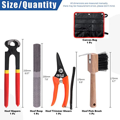 Glarks 5Pcs Professional Farrier Tool Kit, Hoof Nippers Hoof Rasp Hoof Trimming Shears Hoof Brush with Storage Bag Kit, Rasp Hoof Cutter Equestrian Supplies Set for Horses Donkeys Goats Pigs
