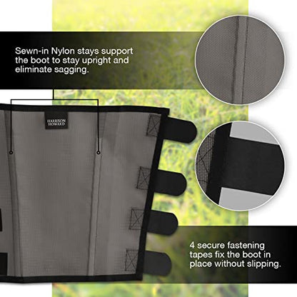 Harrison Howard Loose Fitting Fly Boots UV-Protective Extra Tough Mesh Ventilated Four Fasteners Stay-on Design Protect Horse Legs & Stomp-Reducing Set of 4 Dark Grey Mini - color: Dark Grey, size: Mini