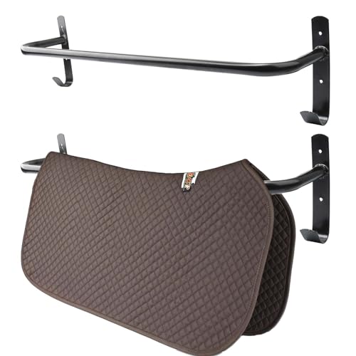 2Pcs Blanket Rack with Tack Rack,Wall Mounted Blanket Bar for Hanging Horse Blankets Pads Saddle Blankets,33.8 Inch