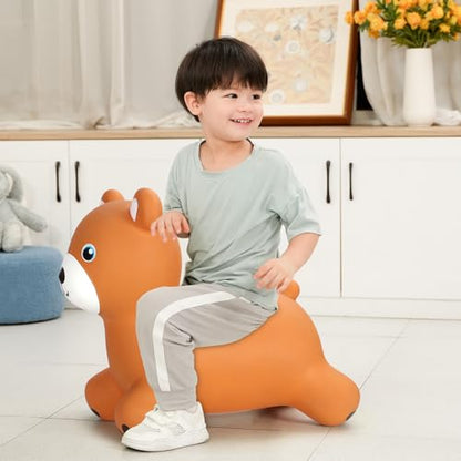 INPANY Bouncy Bear Hopper for Toddlers, Gifts Toy for Kid, Pump Included | Eco-Friendly PVC, Low Center Gravity, Cute Cartoon Design, Load 100 Lbs, Learn & Exercise & Active Fun, Gifts for 1-3 Kids - color: Brown Bear